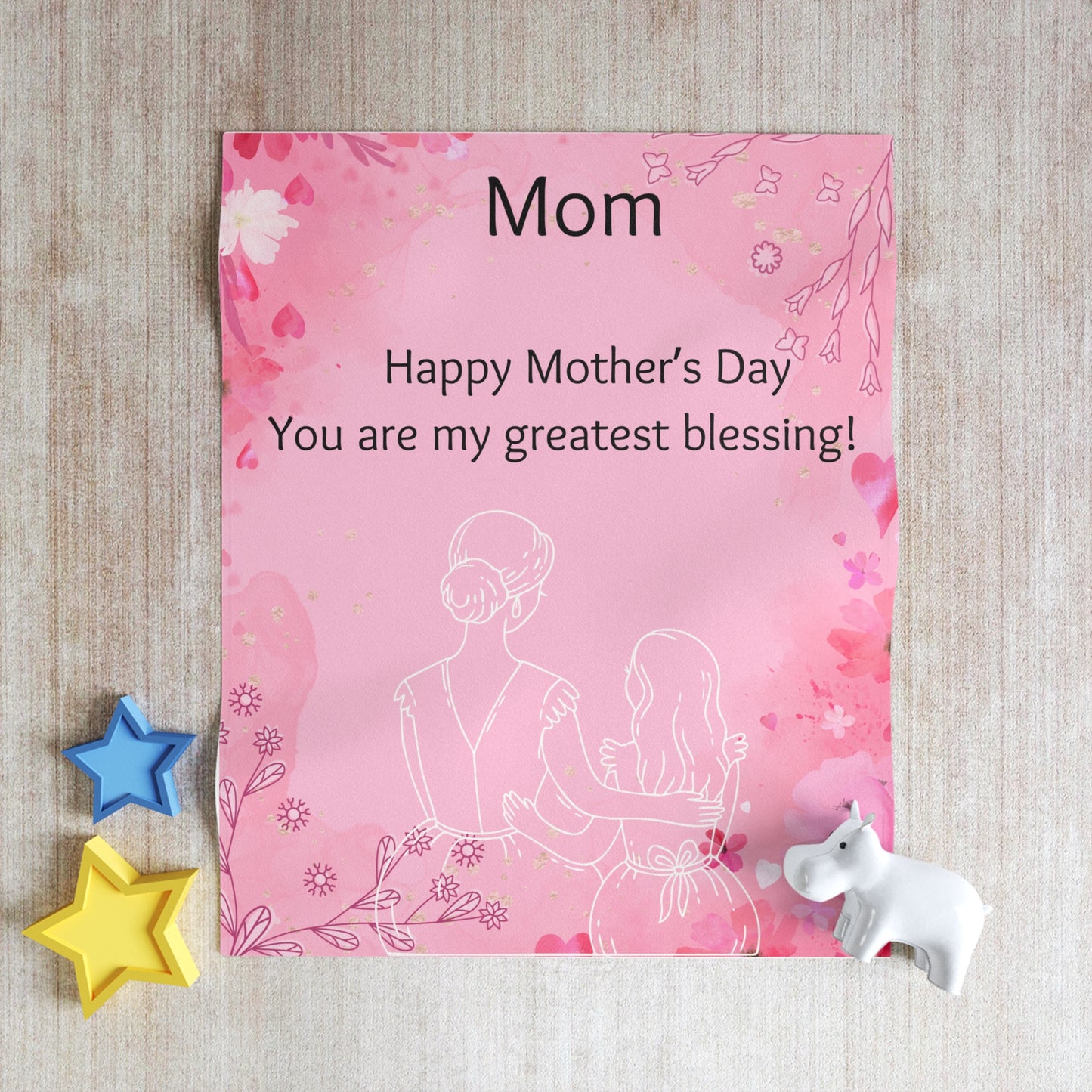 Mother’s Day Pink Floral Throw Blanket – “Mom, You are my greatest blessing”