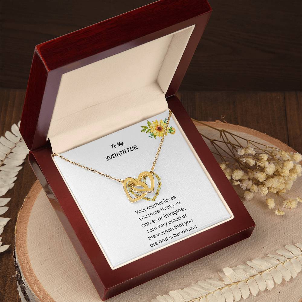 To My Daughter| Interlocking Hearts Necklace (Yellow & White Gold Variants)