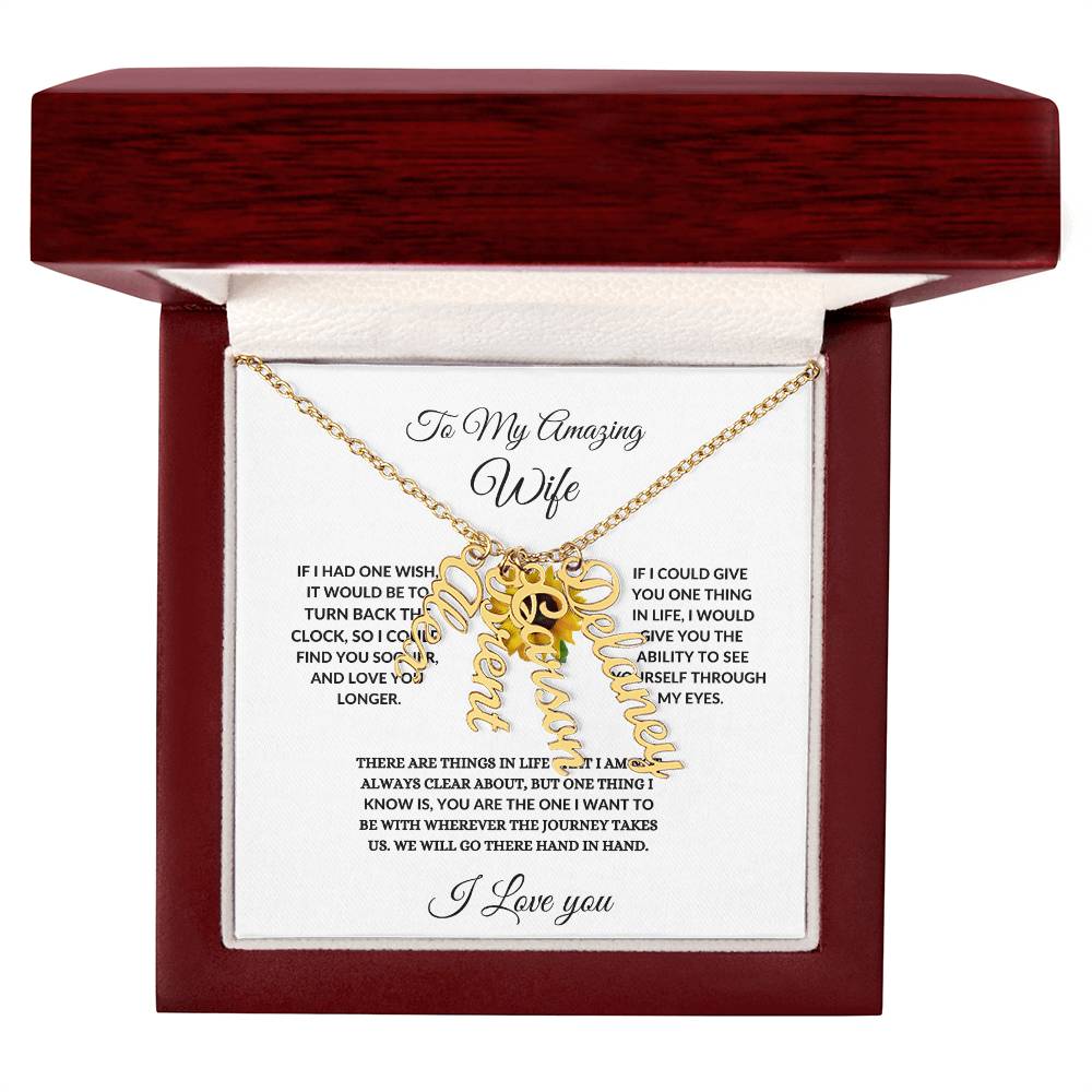 To My Wife| Multi Vertical Name Necklace.
