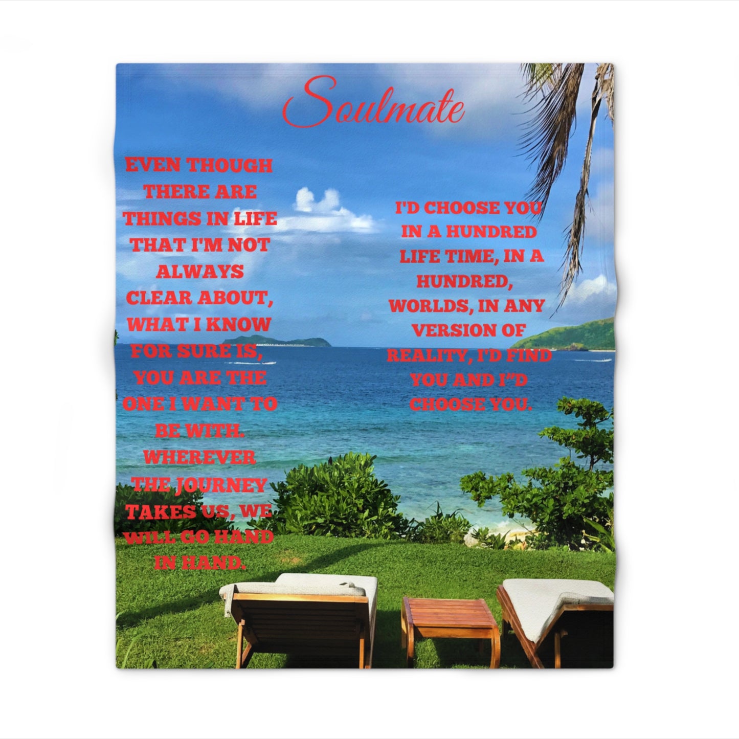 Soulmate Gift Throw Blanket — Romantic Beach Poem Design (I'd Choose You)