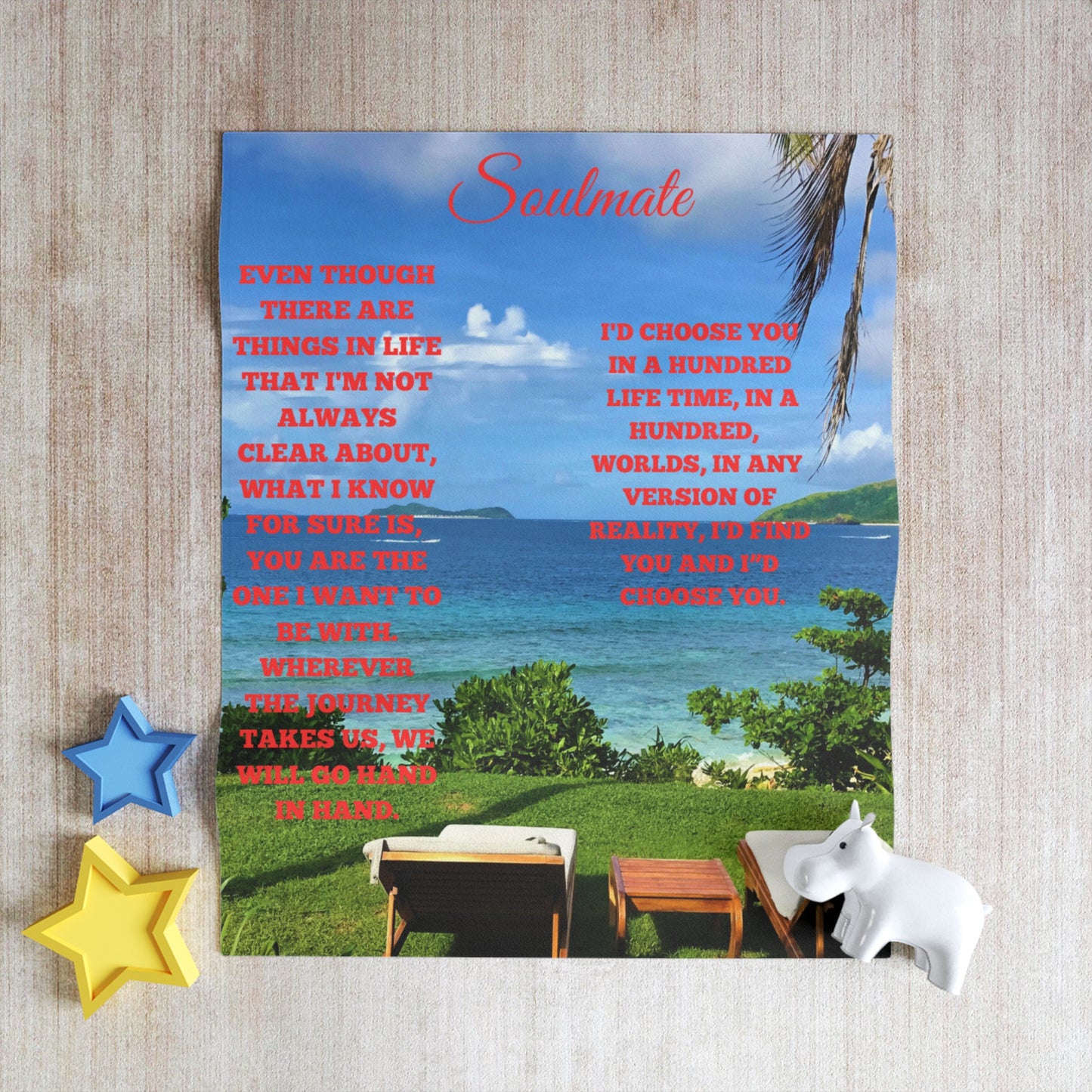 Soulmate Gift Throw Blanket — Romantic Beach Poem Design (I'd Choose You)