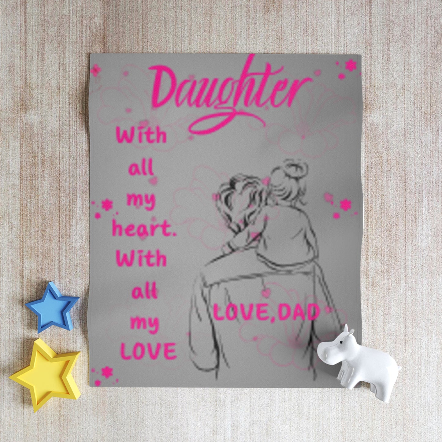 Daughter Love Throw Blanket — "Daughter, With All My Heart" Dad-to-Daughter Gift