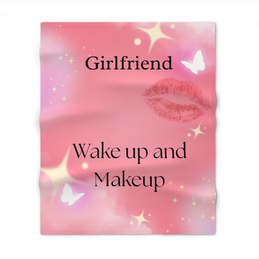 Girlfriend Wake Up and Makeup Throw Blanket – Pink Lipstick & Sparkle Cozy Blanket