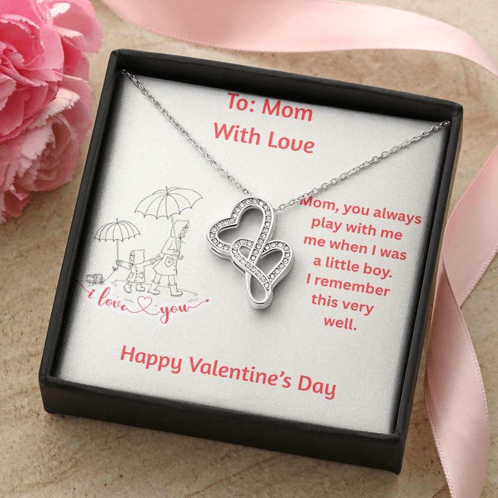 HAPPY VALENTINE DAY FROM MY SON HEART-TO-HEART PENDANT NECKLACE