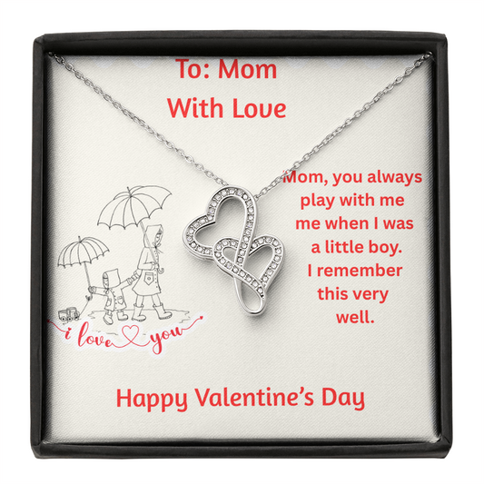 HAPPY VALENTINE DAY FROM MY SON HEART-TO-HEART PENDANT NECKLACE