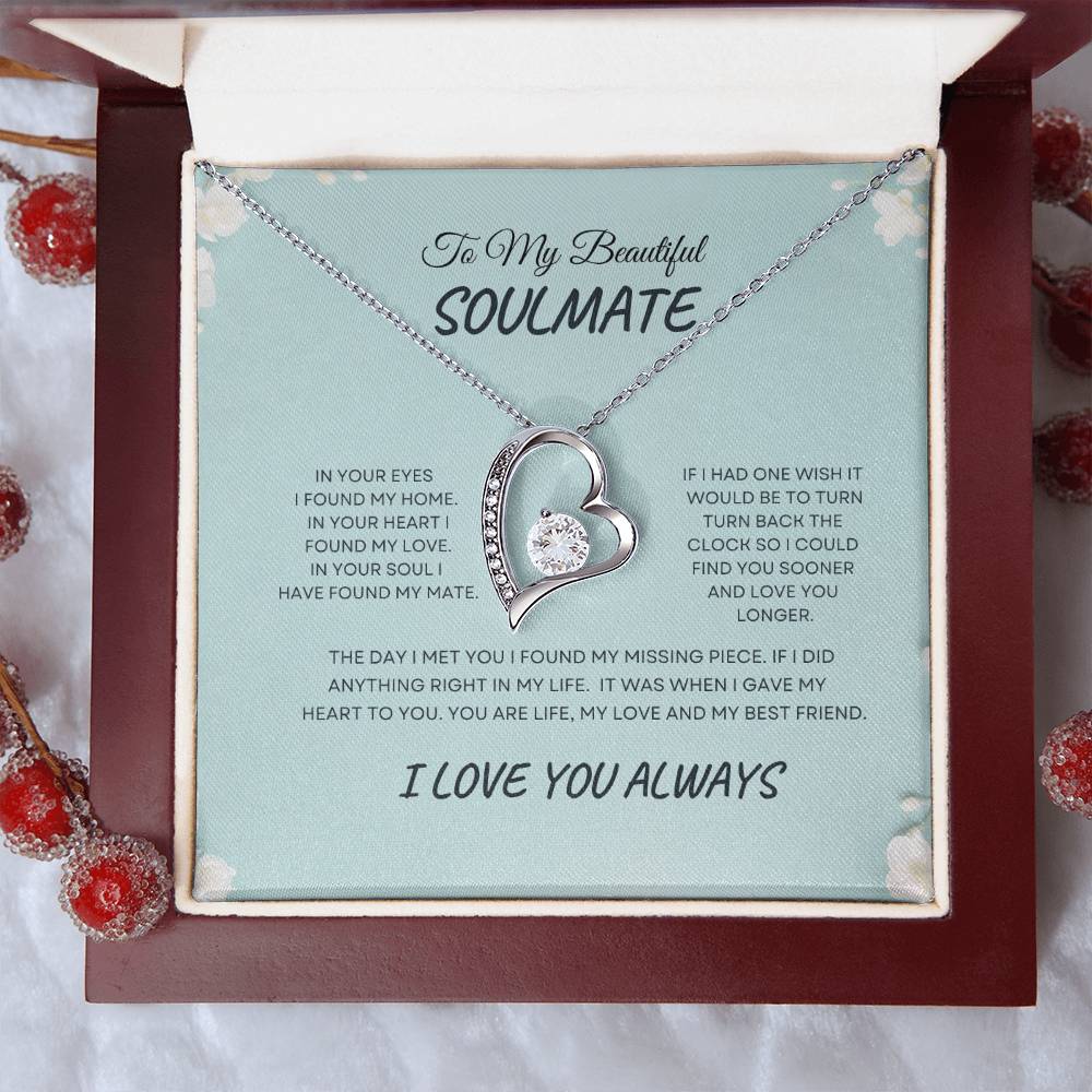 To My Beautiful Soulmate| Forever Love Necklace With On Demand Message Card