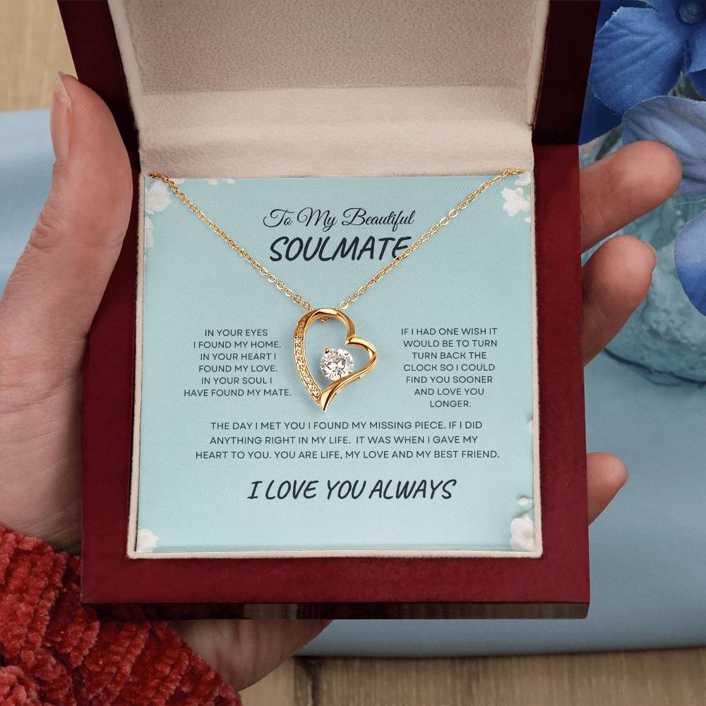 To My Beautiful Soulmate| Forever Love Necklace With On Demand Message Card
