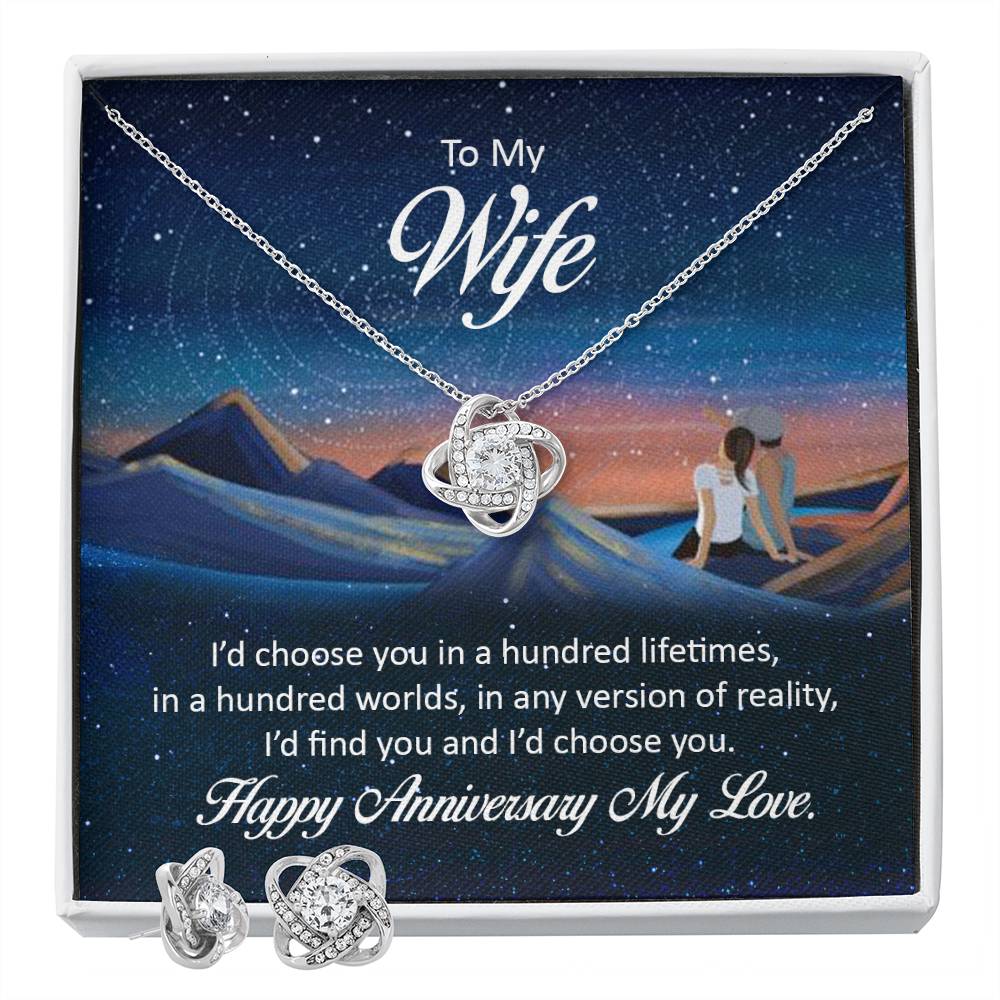To My Wife | Love Knot Earring & Necklace Set