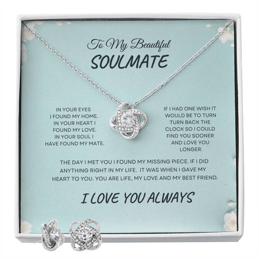To My Soulmate| Love Knot Earring & Necklace Set
