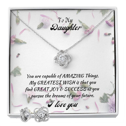 To My Daughter| Love Knot Earring & Necklace Set