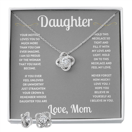 To My Daughter| Love Knot Earring & Necklace Set