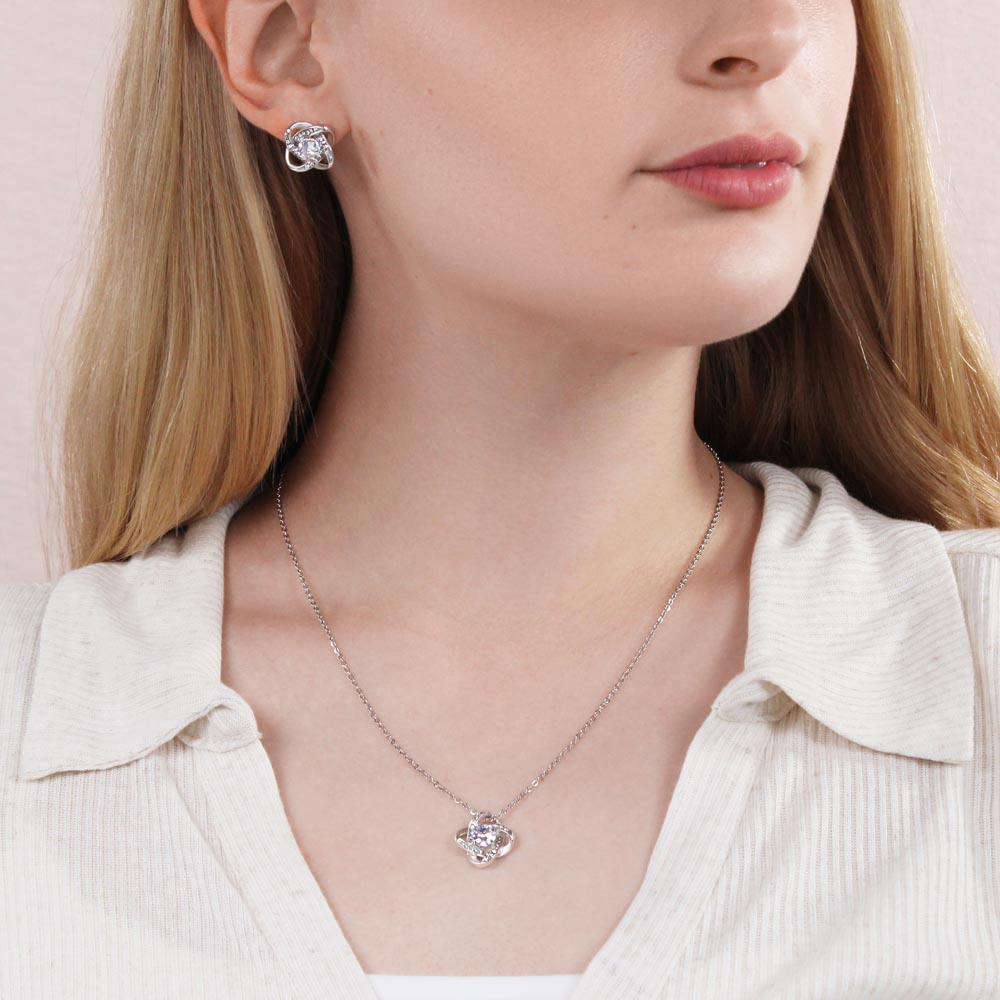 To My Beautiful Daughter Love Knot Earring & Necklace Set