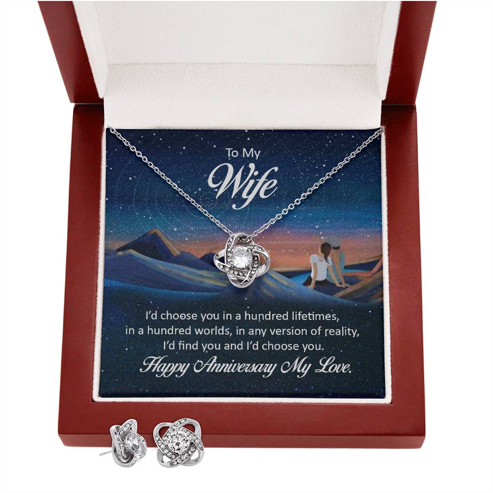 To My Wife | Love Knot Earring & Necklace Set