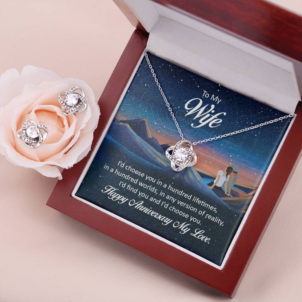 To My Wife | Love Knot Earring & Necklace Set