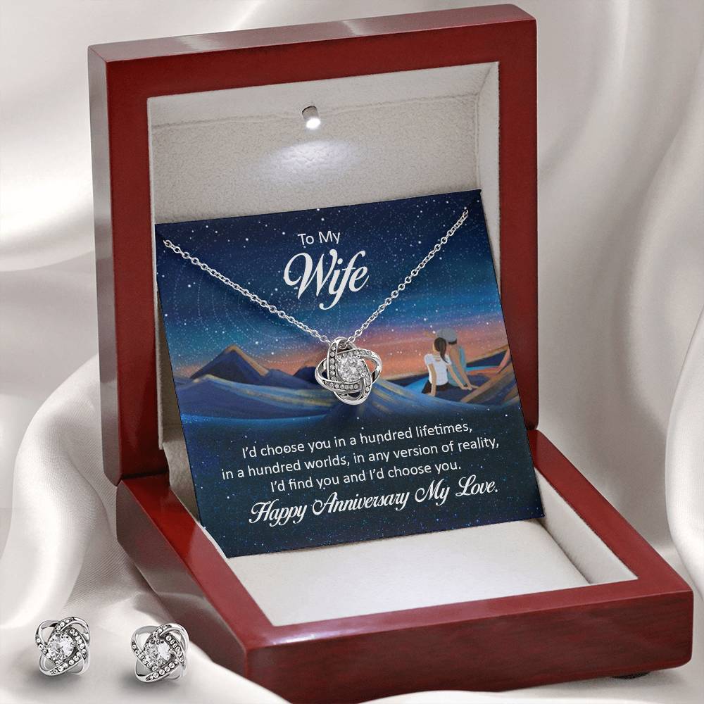 To My Wife | Love Knot Earring & Necklace Set