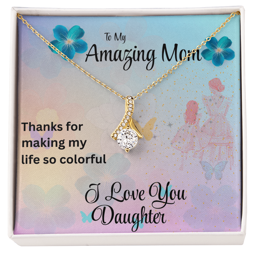 MOM ALWAYS ON MY MIND ALLURING BEAUTY NECKLACE/WITH ON DEMAND MESSAGE CARD