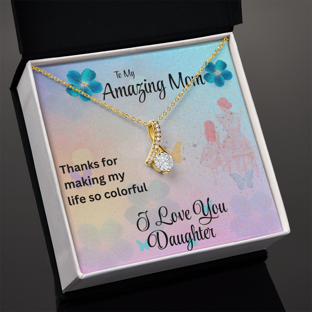 MOM ALWAYS ON MY MIND ALLURING BEAUTY NECKLACE/WITH ON DEMAND MESSAGE CARD