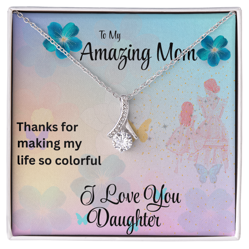 MOM ALWAYS ON MY MIND ALLURING BEAUTY NECKLACE/WITH ON DEMAND MESSAGE CARD