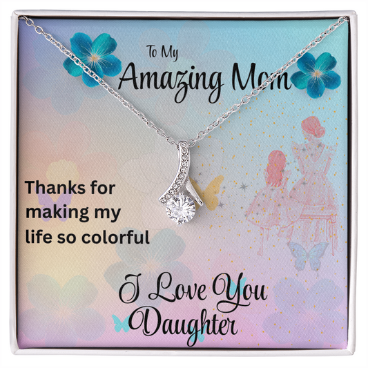 MOM ALWAYS ON MY MIND ALLURING BEAUTY NECKLACE/WITH ON DEMAND MESSAGE CARD