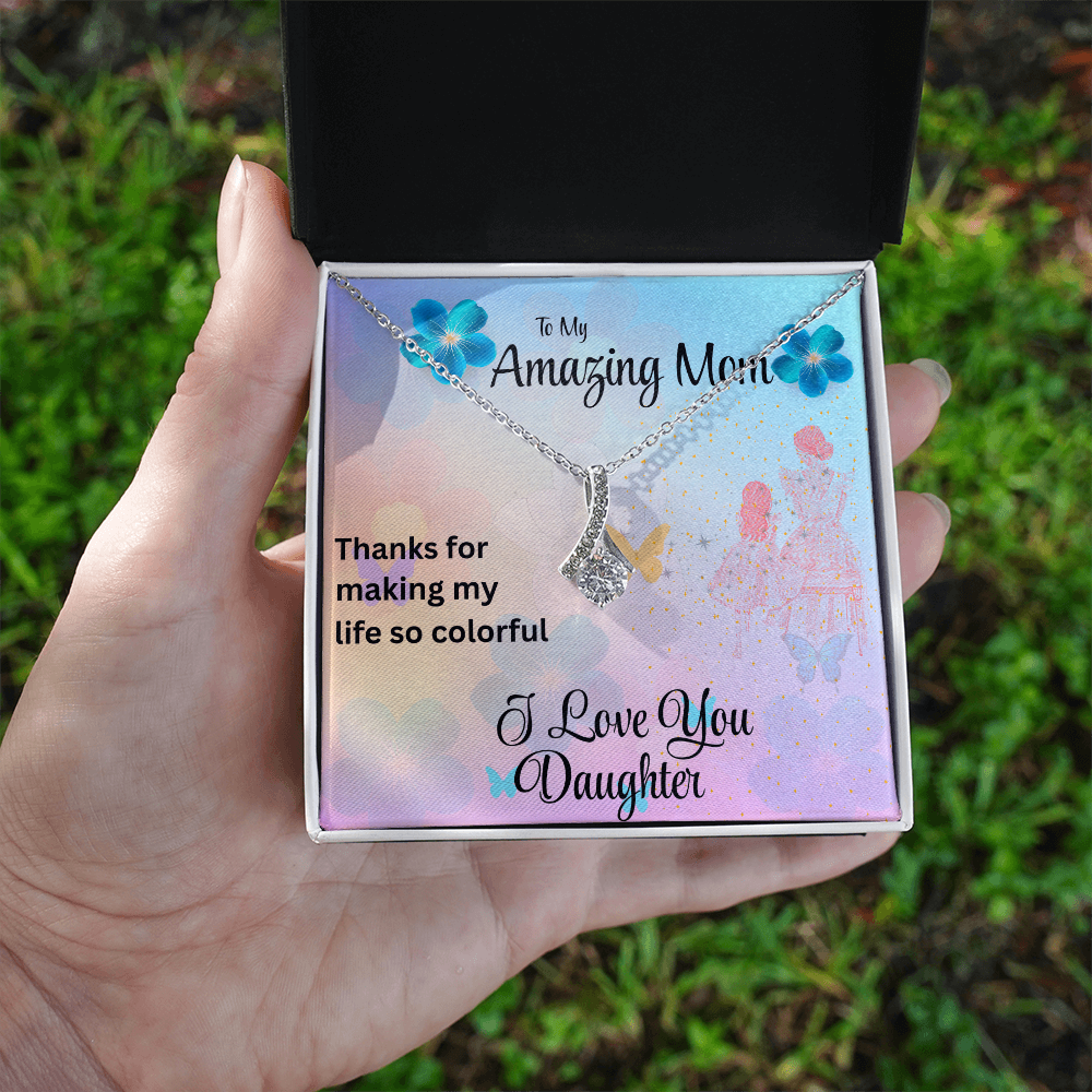 MOM ALWAYS ON MY MIND ALLURING BEAUTY NECKLACE/WITH ON DEMAND MESSAGE CARD