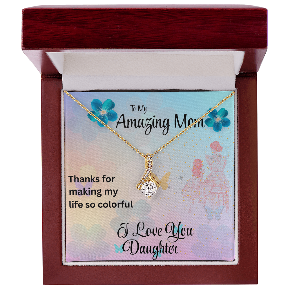 MOM ALWAYS ON MY MIND ALLURING BEAUTY NECKLACE/WITH ON DEMAND MESSAGE CARD