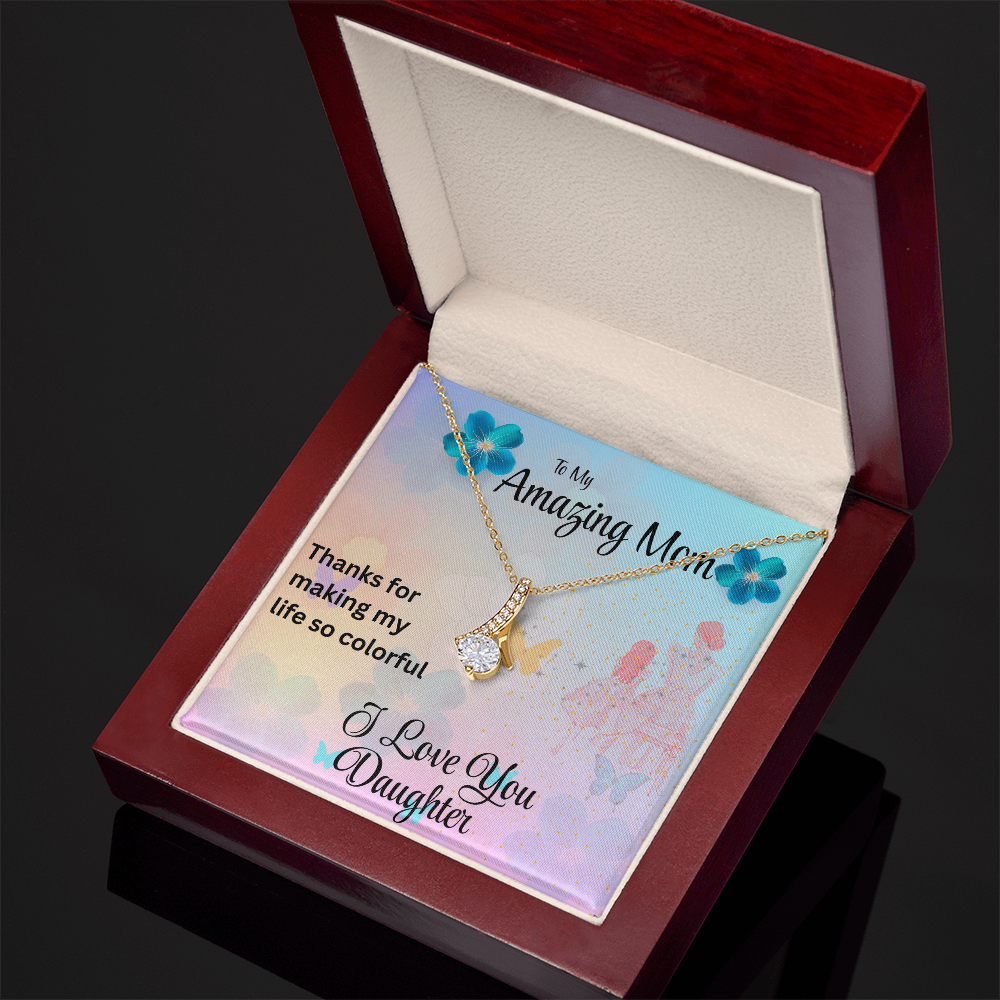 MOM ALWAYS ON MY MIND ALLURING BEAUTY NECKLACE/WITH ON DEMAND MESSAGE CARD