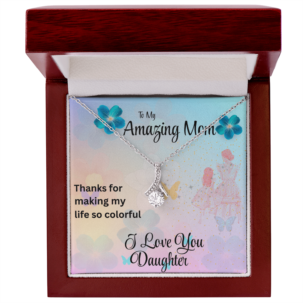 MOM ALWAYS ON MY MIND ALLURING BEAUTY NECKLACE/WITH ON DEMAND MESSAGE CARD