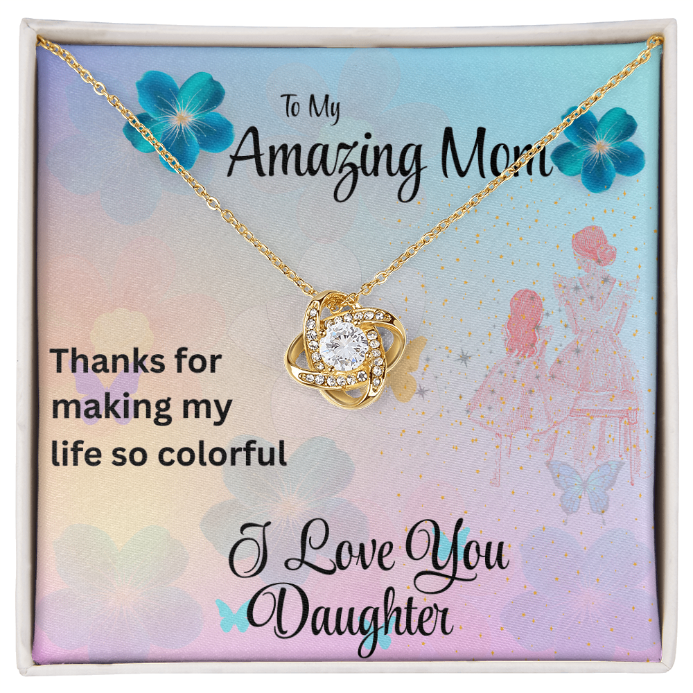 MOM YOU LIGHT UP MY LIFE/LOVE KNOT NECKLACE/W/ ON DEMAND MESSAGE CARD