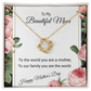 YOUR LOVE HAS SHAPED ME INTO WHO I AM TODAY/ LOVE KNOT NECKLACE/W/ON DEMAND MESSAGE CARD