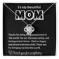 To My Beautiful Mom Love Knot Necklace/ w/On Demand Message Card