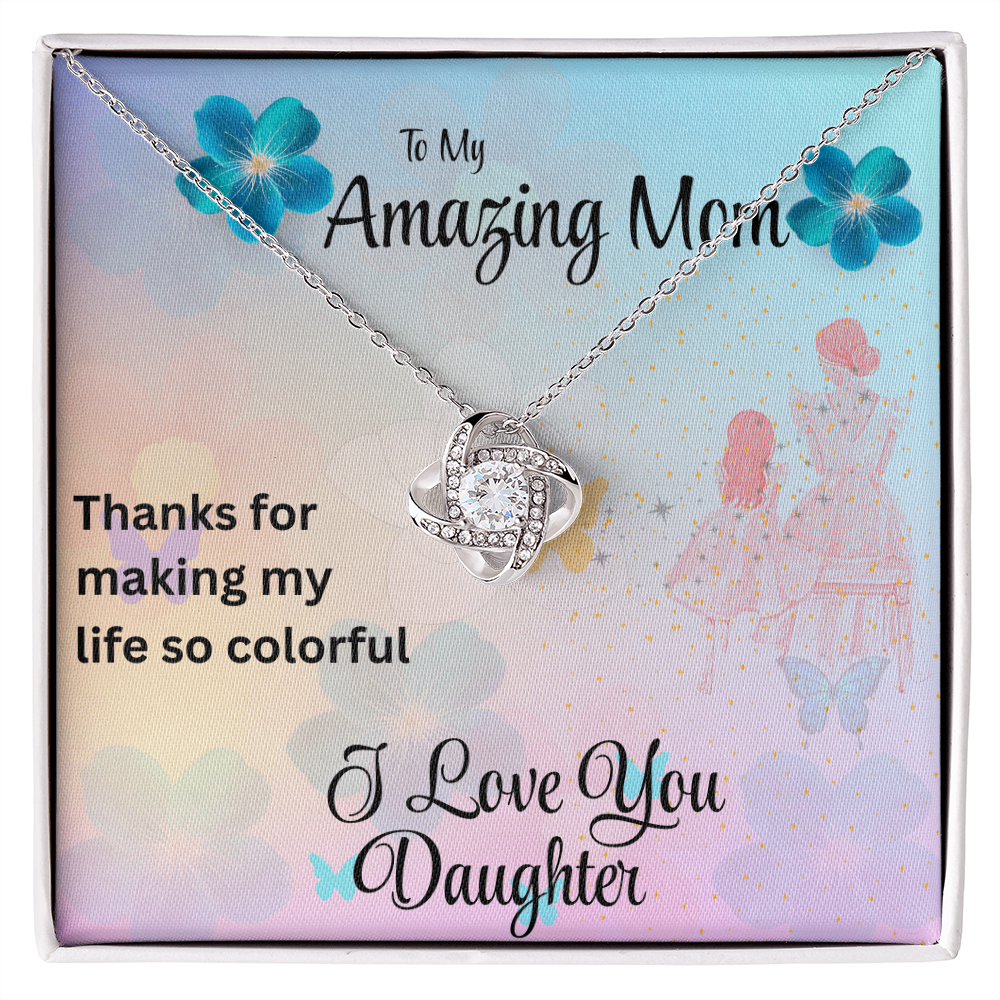 MOM YOU LIGHT UP MY LIFE/LOVE KNOT NECKLACE/W/ ON DEMAND MESSAGE CARD