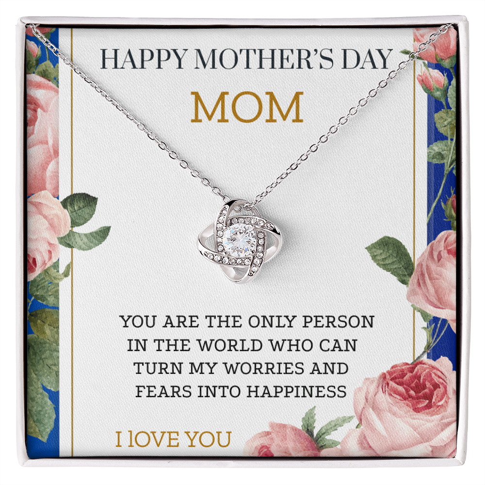 OUR BOND IS UNBREAKABLE JUST LIKE THIS KNOT LOVE KNOT NECKLACE W/ ON DEMAND MESSAGE CARD