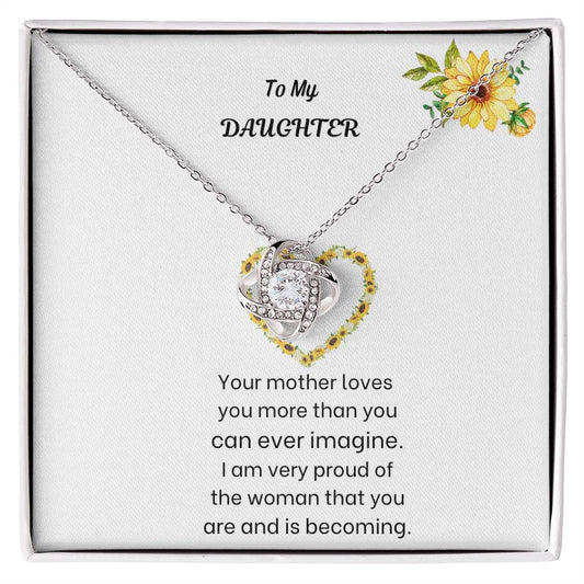 To My Daughter Love Knot Necklace (Yellow & White Gold Variants)
