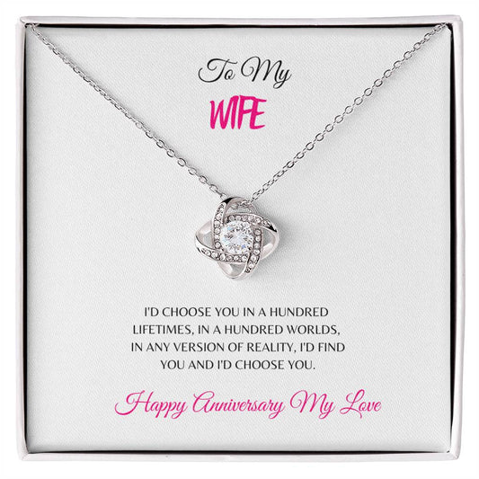 To My Wife| Love Knot Necklace (Yellow & White Gold Variants)
