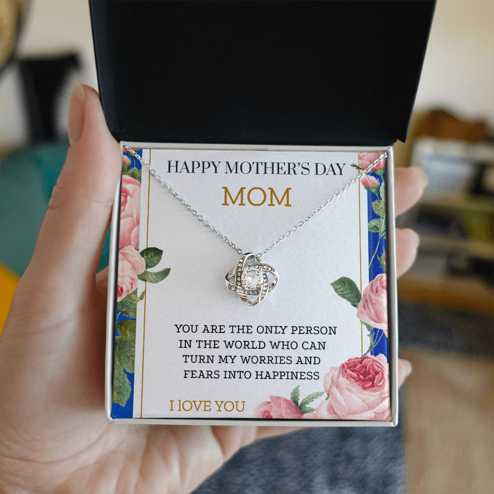OUR BOND IS UNBREAKABLE JUST LIKE THIS KNOT LOVE KNOT NECKLACE W/ ON DEMAND MESSAGE CARD