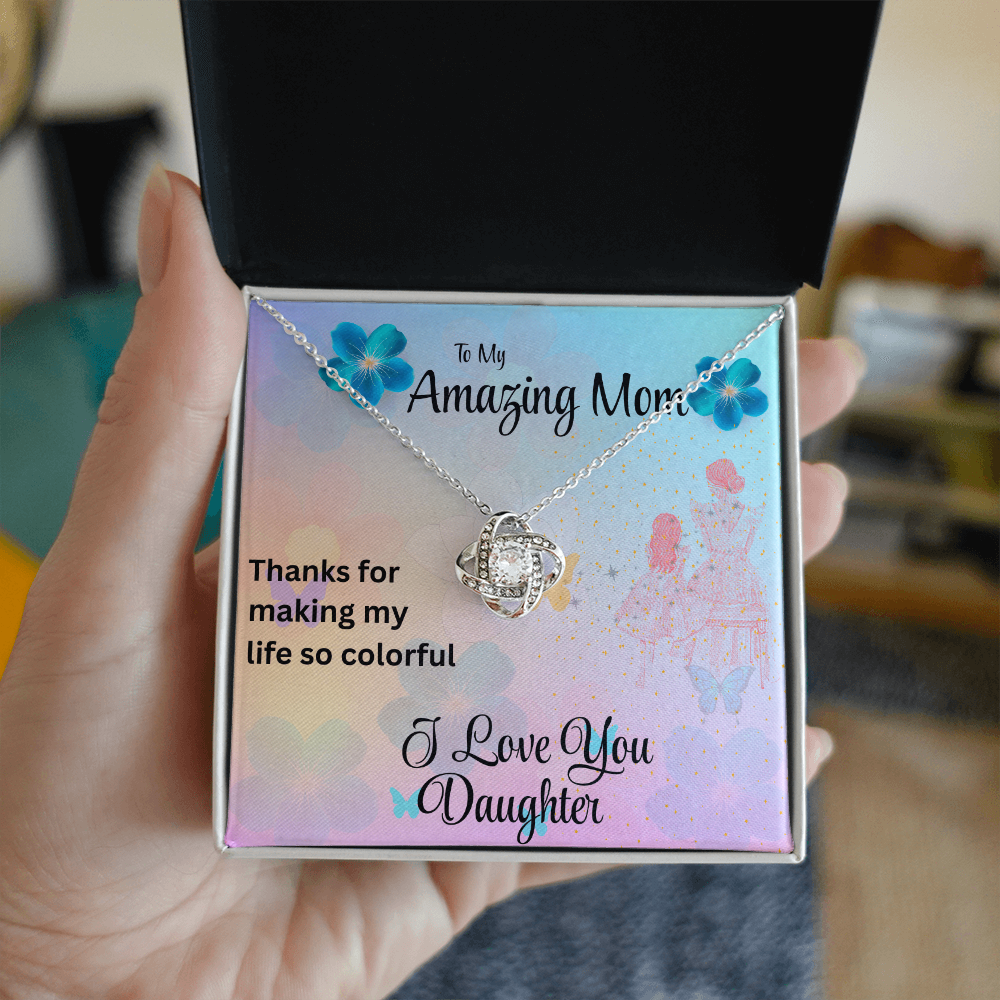 MOM YOU LIGHT UP MY LIFE/LOVE KNOT NECKLACE/W/ ON DEMAND MESSAGE CARD