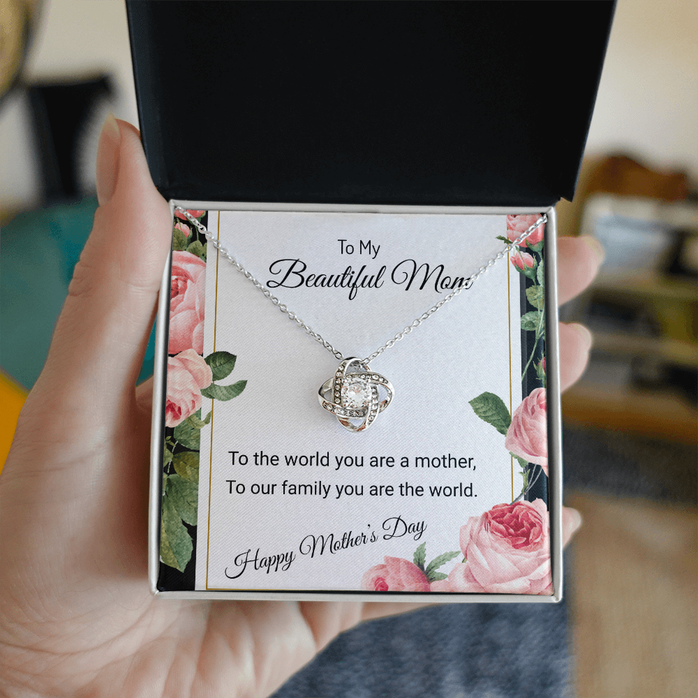 YOUR LOVE HAS SHAPED ME INTO WHO I AM TODAY/ LOVE KNOT NECKLACE/W/ON DEMAND MESSAGE CARD