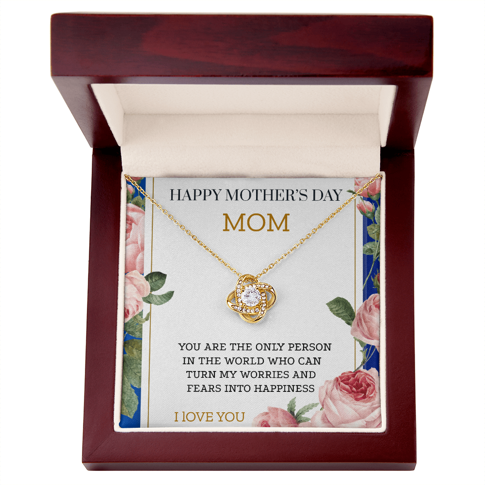 OUR BOND IS UNBREAKABLE JUST LIKE THIS KNOT LOVE KNOT NECKLACE W/ ON DEMAND MESSAGE CARD