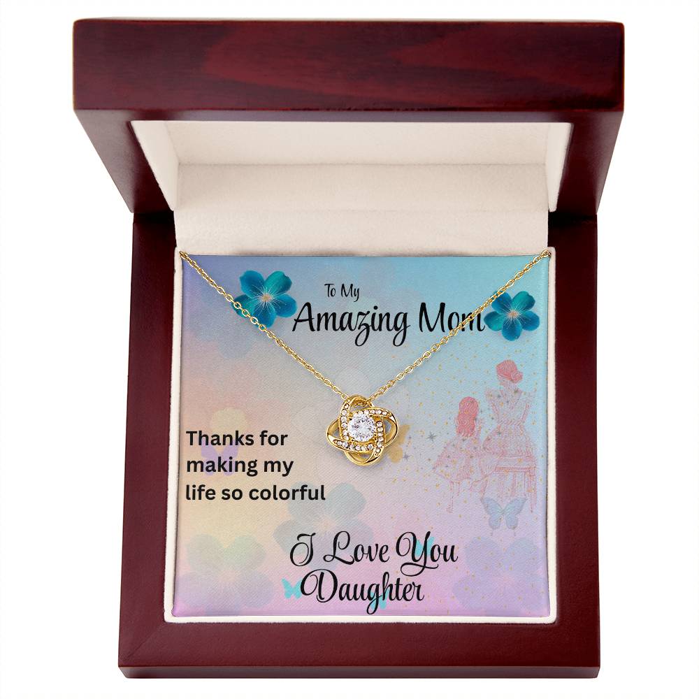 MOM YOU LIGHT UP MY LIFE/LOVE KNOT NECKLACE/W/ ON DEMAND MESSAGE CARD