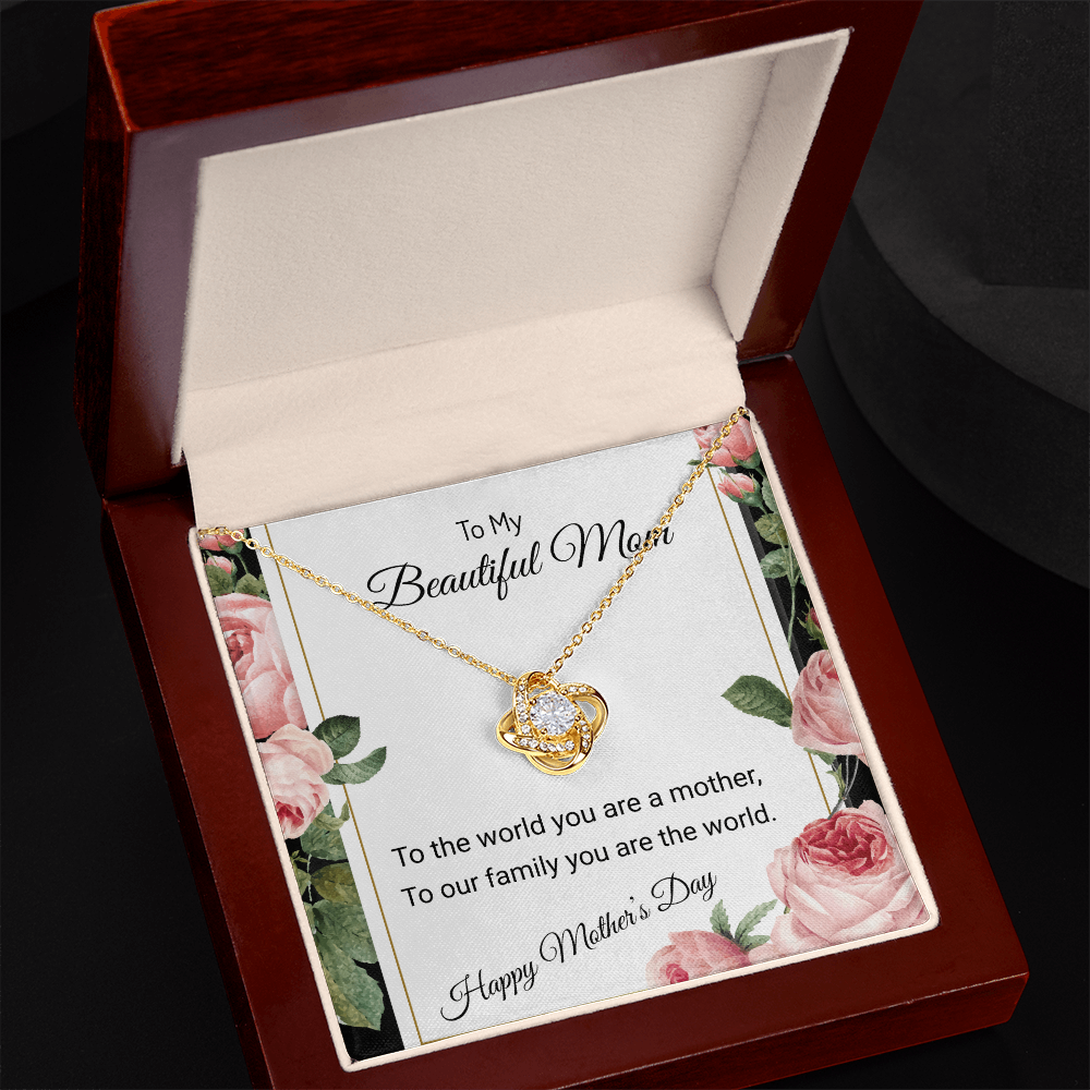 YOUR LOVE HAS SHAPED ME INTO WHO I AM TODAY/ LOVE KNOT NECKLACE/W/ON DEMAND MESSAGE CARD