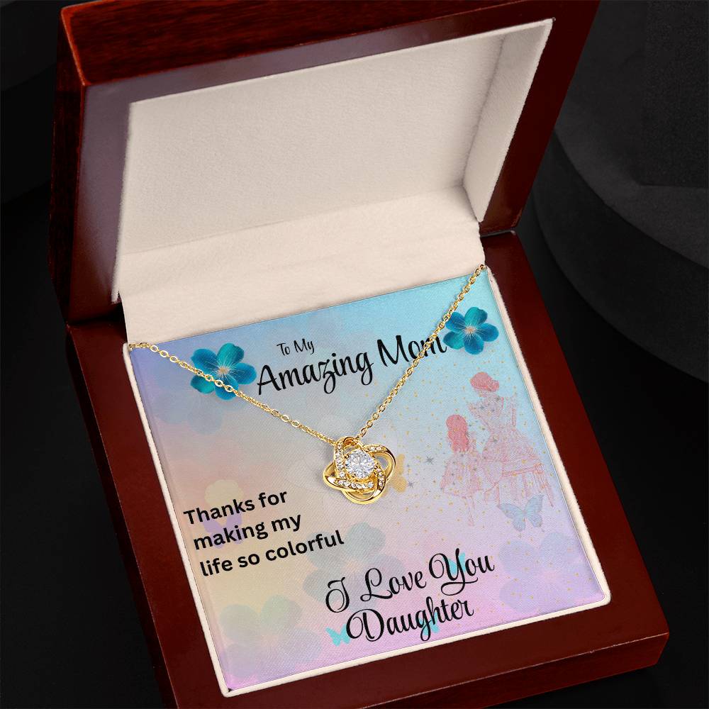 MOM YOU LIGHT UP MY LIFE/LOVE KNOT NECKLACE/W/ ON DEMAND MESSAGE CARD