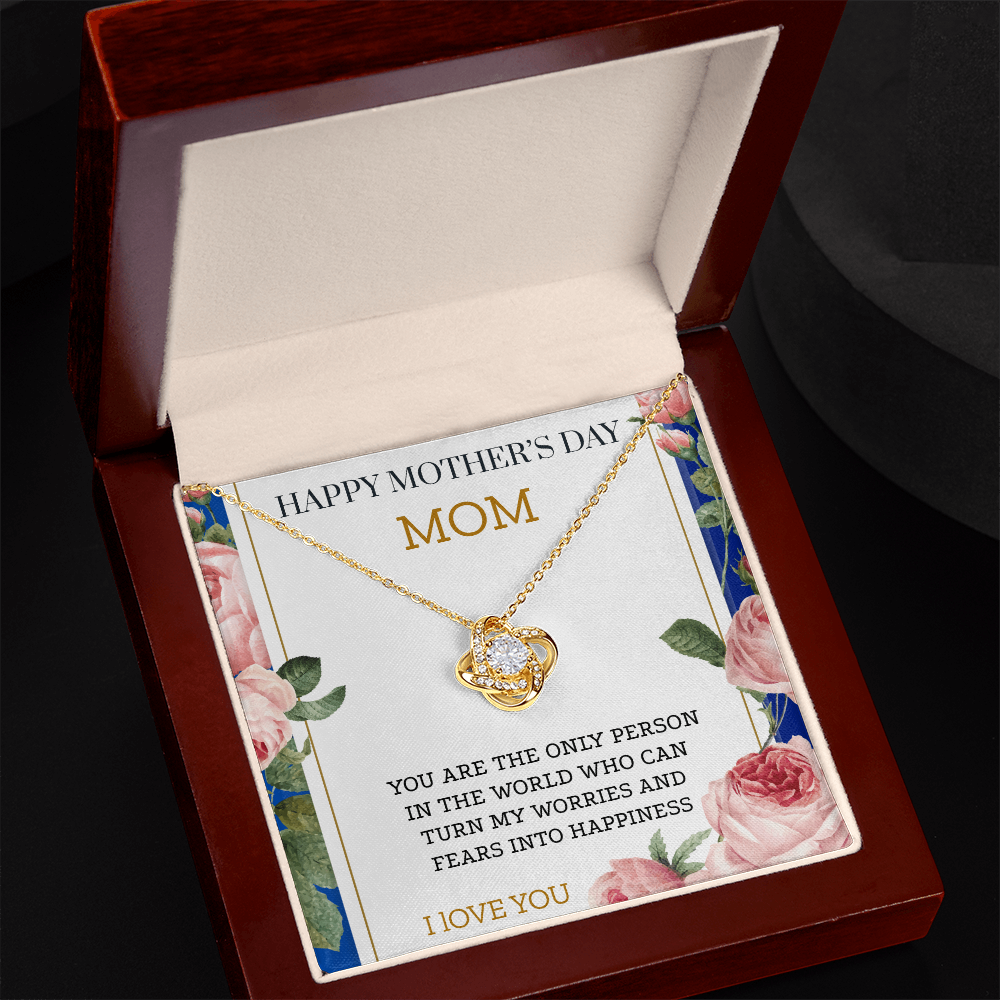 OUR BOND IS UNBREAKABLE JUST LIKE THIS KNOT LOVE KNOT NECKLACE W/ ON DEMAND MESSAGE CARD