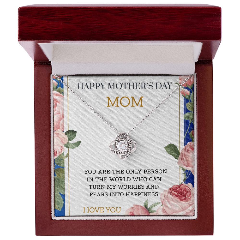 OUR BOND IS UNBREAKABLE JUST LIKE THIS KNOT LOVE KNOT NECKLACE W/ ON DEMAND MESSAGE CARD