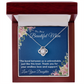 THE BOND BETWEEN US IS UNBREAKABLE JUST LIKE THIS KNOT/ LOVE KNOT NECKLACE WITH ON DEMAND MESSAGE CARD