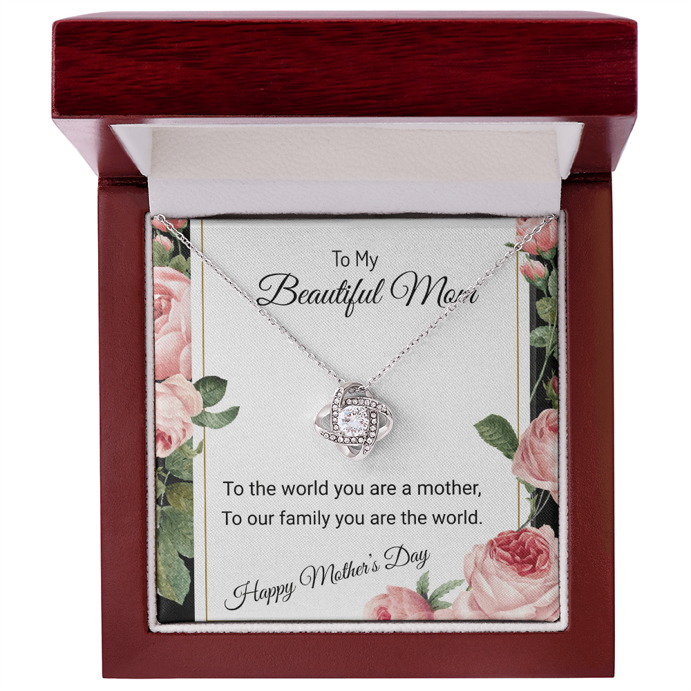 YOUR LOVE HAS SHAPED ME INTO WHO I AM TODAY/ LOVE KNOT NECKLACE/W/ON DEMAND MESSAGE CARD