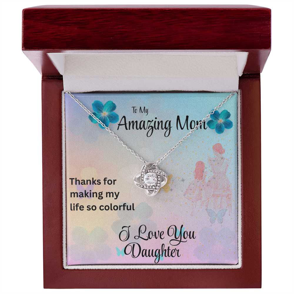 MOM YOU LIGHT UP MY LIFE/LOVE KNOT NECKLACE/W/ ON DEMAND MESSAGE CARD
