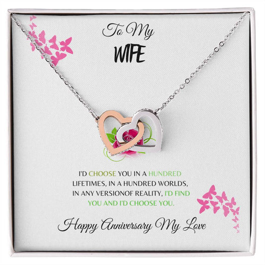 To My Wife| Interlocking Hearts Necklace (Yellow & White Gold Variants)
