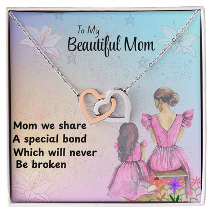MOM OUR HEARTS INTERLOCKS JUST LIKE THIS NECKLACE/ INTERLOCKING HEARTS NECKLACE