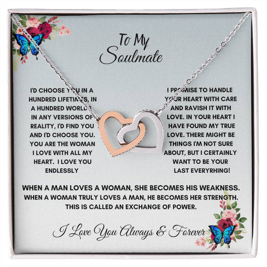 To My Soulmate| Interlocking Hearts Necklace