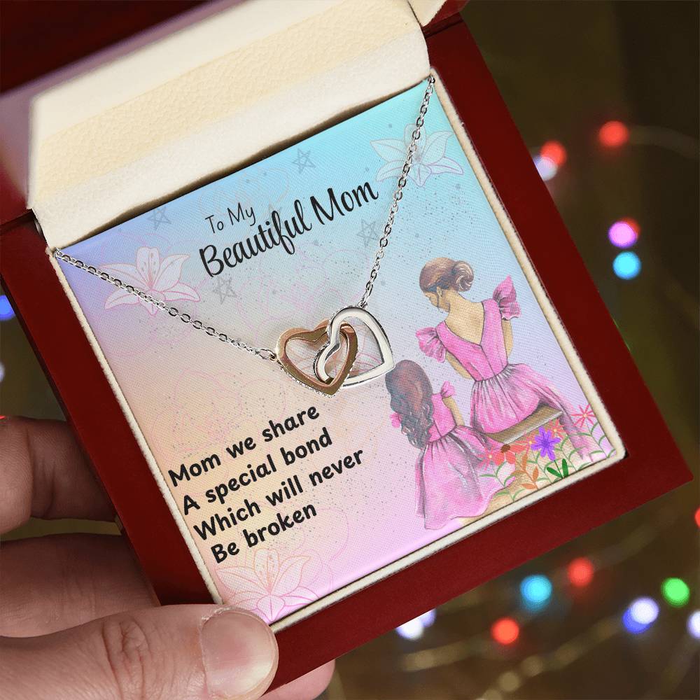MOM OUR HEARTS INTERLOCKS JUST LIKE THIS NECKLACE/ INTERLOCKING HEARTS NECKLACE